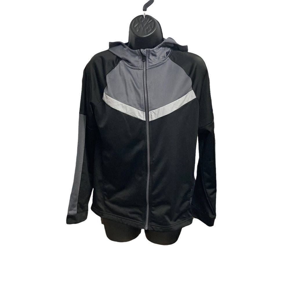 ATHLETIC‎ WORKS, Kids Gray & Black Hooded Jacket, Size 14-16 XL,Unisex